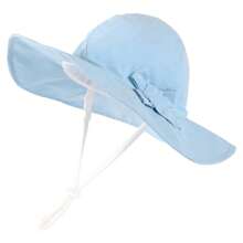 Sombrero de sol con decoración de lazo ajustable, adecuado para niños pequeños, niños, bebés y niñas - Gorro de lavabo ala grande con lazo en color liso - Ver 24