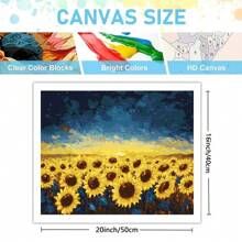 40x50cm/16" X 20" - 1 szt. Zestaw do malowania cyfrowego dla dorosłych DIY, słonecznik, morze, czarne niebo, odpowiedni do biura domowego, sypialni, dekoracji salonu