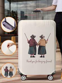 1pc Cartoon Portrait Print Luggage Cover, Fits 18-32 Inch Suitcases. Stretchable, Scratch-Proof & Dustproof, Stylish Decoration For Luggage. - Multicolor - View 43