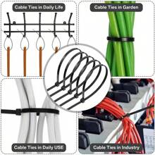 100/400 piezas Bridas de nailon negras y blancas, bridas de plástico autobloqueantes, bridas para cables, bridas de nailon autobloqueantes, bridas para cables, bridas para horticultura, bridas de sellado multiusos, alta resistencia sin romperse, para ordenar y almacenar cables, fijar cables eléctricos domésticos, adecuado para uso en interiores y exteriores
