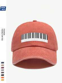 Charming Music Baseball Cap With Piano Print, Casual Trucker Hat Unisex Hip Hop Music Party Sun Hat For Men And Women. Comfortable Breathable Vintage Curved Brim. Adjustable Size, Suitable For Daily Casual, Outdoor, Beach, Hunting, Fishing, Music Festival, Easter, Father's Day, Mother's Day And Ideal Gift For Friends. All Season Accessory.