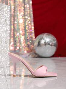 Women's High Heel 2025 Spring/Summer New Fashion Square Toe Peep Toe Stunning Pink Sandals - Pink - View 6