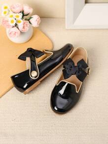 1 双秋冬女孩时尚蝴蝶结平底鞋 - 黑色 - 查看 3