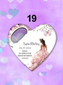 1pc/Bulk Customized 15th Birthday Party Favor, Princess Rose Heart-Shaped Bottle Opener, Sweet 15th Birthday Fridge Magnet, 15th Birthday Party Guest Gift Souvenir, Suitable For 15 Year Old Girls - Multicolor - View 35