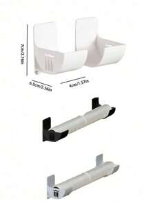 2 pièces Distributeur de sacs poubelle sans perçage aléatoire, support de sac en plastique, support mural de sac en plastique, support de sac de courses, support de sac poubelle blanc pour l'organisation de la maison, les organisateurs de cuisine et le rangement, support de rangement de rouleau à pâtisserie, ustensiles de cuisine