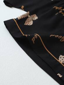 Conjunto de pijama de mujer de burbujas de crepe con estampado de mariposas y mangas cortas