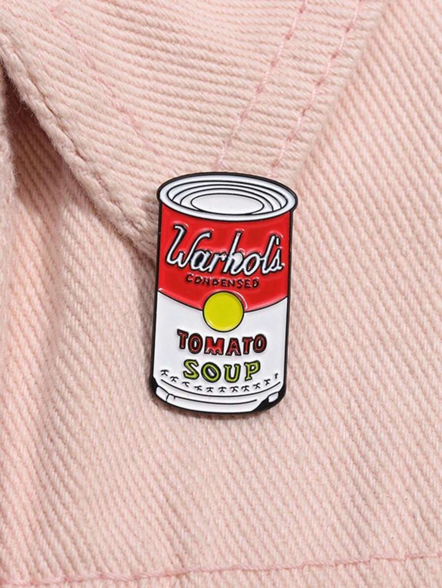 1pc Cartoon Letter Embroidered Pin Brooch, Creative Cartoon Canned Tomato Enamel Pin, Perfect Metal Accessory For Jewelry, Backpack, Clothing And Gifts