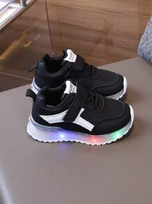 1 Pair Children's Spring/Autumn Lighted Sneakers, Boys' White Shoes, Girls' Sports Shoes