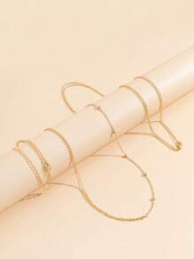 European And American Cross-Border Jewelry, Vacation Style Beach Bikini Iron Chain Simple Chest Chain, Sexy Pendant Body Chain For Nightclubs - Yellow Gold - View 3