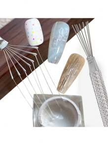 2/3/4/5Pcs Feather Wire Texture Pottery Tools Polymer Clay Modeling &Multifunctional Nail Art Seven-Needle Wire Brush Tool DIY Ceramic Brush Pottery Tools ,Nail Designs,Cake Accessories