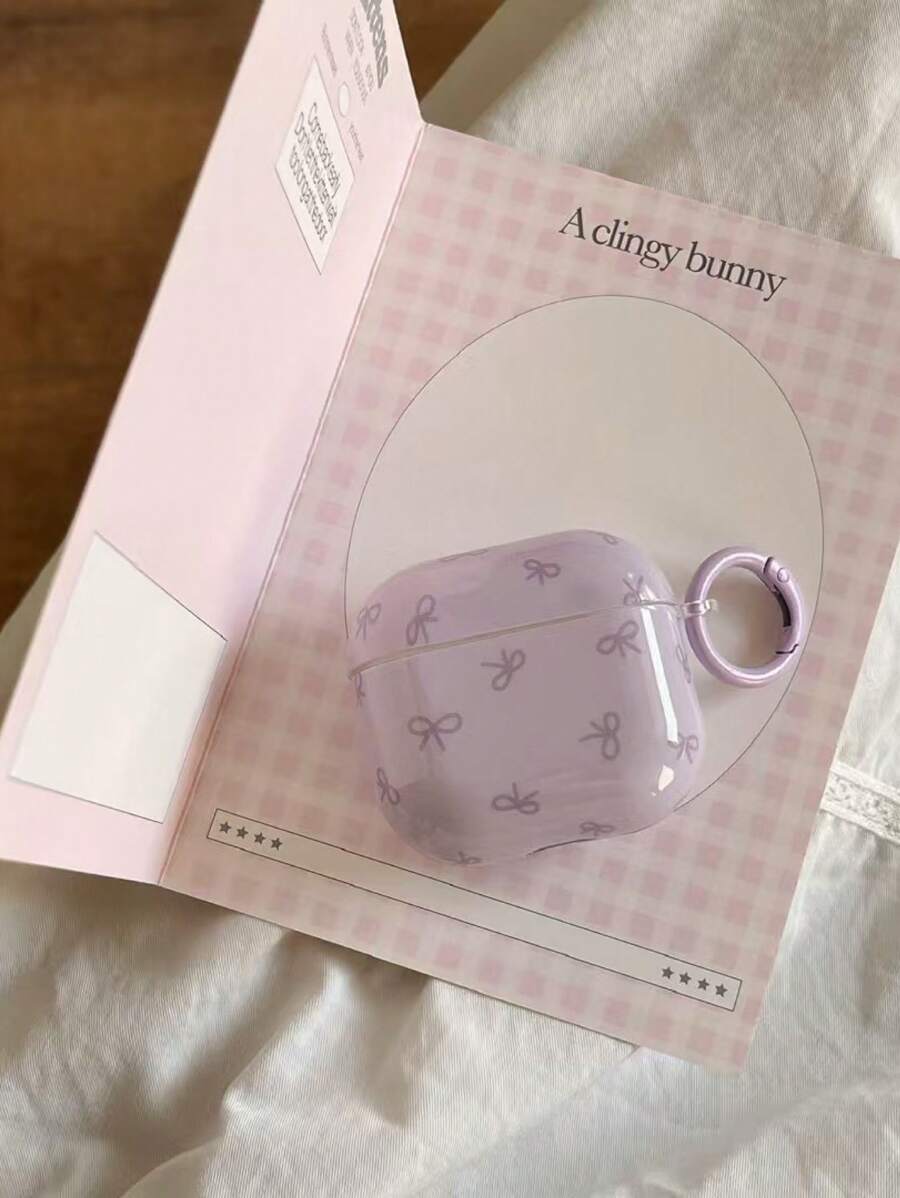 Ins風韓系蝴蝶結保護殼適用於AirPods 4/Pro 2/Pro 2代/3代/1/2,可愛防摔無線藍牙耳機套,女款 - 紫色 - 查看 1