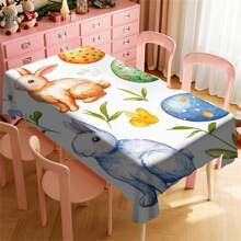 1pc Easter Tablecloth With Rabbit & Egg Design, Suitable For Spring/Summer Decoration, Easter Gift, Indoor/Outdoor, Easter Party & Home Decor, Easter Decorations, Farmhouse Decor - Multicolor - View 73
