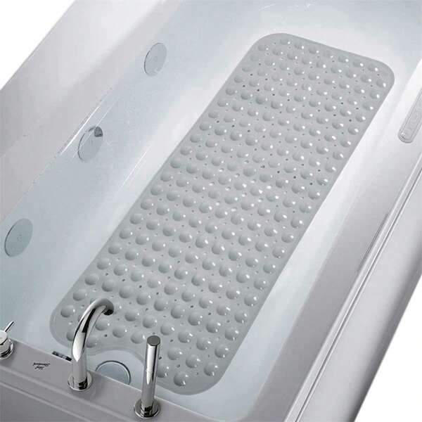 1 Stück grauer Badvorleger mit erhabenen Punkten, Massage Duschvorleger rutschfest, Sicherheits-Badewannenvorleger mit Saugnäpfen aus weichem PVC-Material, maschinenwaschbar mit Ablauflöchern, geeignet für Badewanne, Dusche, Badezimmer, Badezimmer-Dekoration, Badematte, Outdoor-Matte, Fußmatte, Sommer-Badezimmer-Accessoires, Schulanfang