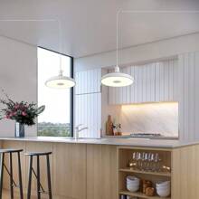 HOREVO Plug In Pendant Light Hanging Light Fixture For Kitchen Island 18W Farmhouse Adjustable Pendant Lighting With Color Change For Kitchen, Bar, Sink, Dining Room, Bedroom, Living Room, Entryway. - White-12inch - View 2