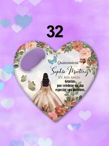 1pc/Bulk Customized 15th Birthday Party Favor, Princess Rose Heart-Shaped Bottle Opener, Sweet 15th Birthday Fridge Magnet, 15th Birthday Party Guest Gift Souvenir, Suitable For 15 Year Old Girls - Multicolor - View 38