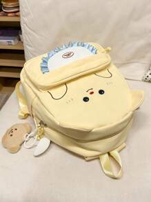 Cartoon Fashion Backpack; Beautiful Travel School Bag; Interesting Patchwork Pattern And Fashionable School Design, Backpack, School Bag.