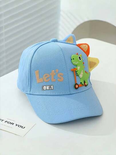 Mũ lưỡi trai trẻ em hình khủng long, họa tiết hoạt hình, giặt tay, thiết kế ôm sát, phù hợp cho bé trai và bé gái 3-6 tuổi, thích hợp làm mũ chống nắng ngoài trời, phù hợp cho dịp Lễ Tạ ơn.