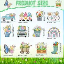 24pcs Wooden Easter Decorations, Vintage Spring Easter Decor Rabbit, Carrot, Chick, Butterfly, Flower, Truck Shape Ornaments With Hanging Ropes For Party Gifts Birthday Graduation