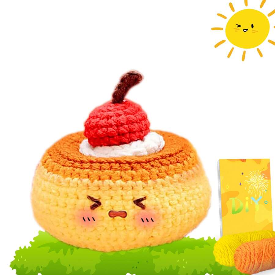 DIY Cake Crochet Kit For Beginners, Amigurumi Stuffed Animals - Gift Animal Crochet Starter Kit All-In-One Complete Crochet Kit Learn To Crochet Sets With Instructions And Step By Step Video Tutorials For Adults Cute Animal Doll DIY Crafts For Home Decor - Yellow - View 1