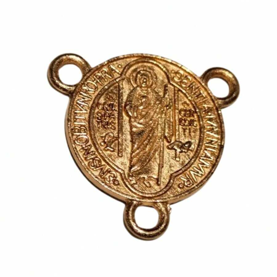 25 piezas crucero para rosario, conector para hacer rosarios, insumos religiosos para bisutera y joyería - san benito dorado - Ver 1
