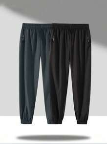 2pcs/Set Boys & Teenage Casual Outdoor Sport Simple Drawstring Pants