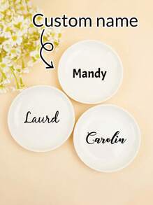LICVIC 1/2/5pcs Personalized Name Ring Plate, Custom Jewelry Box, Customized Engagement Gift, Customizable Wedding Anniversary Ring Plate, Newlywed Gift, Proposal Gift, Bridal Shower Gift, Anniversary Gift, Personalized Ring Plate, Fashionable Autumn - Style a - View 1