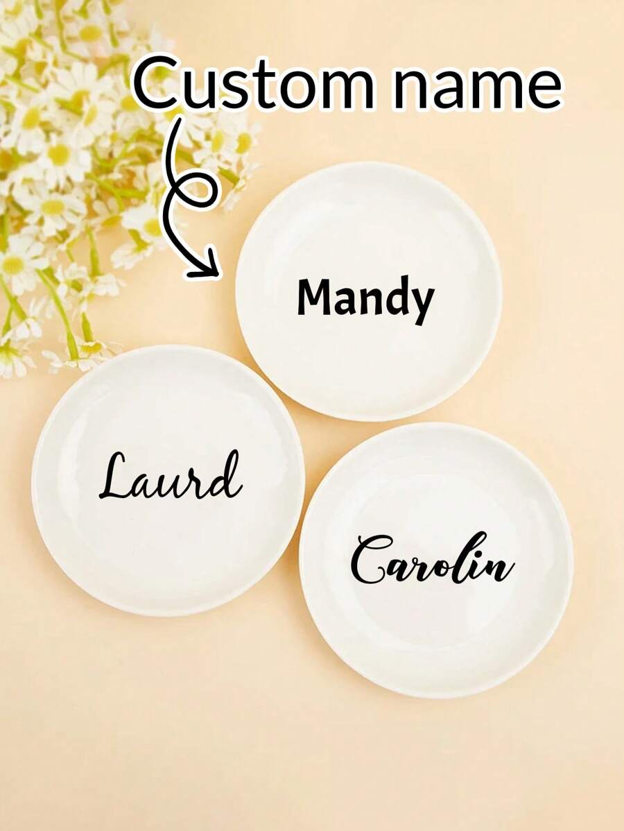 LICVIC 1/2/5pcs Personalized Name Ring Plate, Custom Jewelry Box, Customized Engagement Gift, Customizable Wedding Anniversary Ring Plate, Newlywed Gift, Proposal Gift, Bridal Shower Gift, Anniversary Gift, Personalized Ring Plate, Fashionable Autumn - Style a - View 1