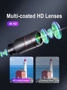 1 pièce Objectif téléphoto optique HD 32X pour smartphones, objectif multicouche 4K avec fonction anti-tremblement, clip universel pour téléphone, matériau en caoutchouc, convient à la plupart des téléphones portables, idéal pour les passionnés d'extérieur