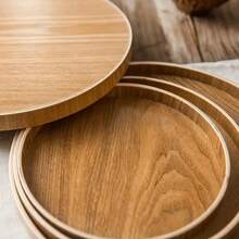 1pc 21cm-33cm Round Wooden Serving Tray, Fruit Tray, Storage Plate, Minimalist Style - Khaki - View 11