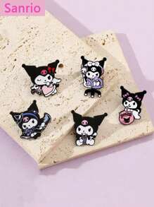 Sanrio 5 peças Sanrio, broche de esmalte adorável, broche de metal Sanrio criativo e personalizado com desenho animado, decoração fofa Kuromi, broche de liga de óleo, acessórios comemorativos, acessórios decorativos de escritório, camisas, jaquetas, joias, Natal, Halloween