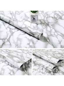 1 Roll Self-Adhesive White Marble Vinyl Contact Paper, Waterproof Wallpaper For Kitchen Cabinets, Countertops, Furniture, Room Decor, In Stone And Wood Style, Easy To Apply And Remove, Random Patterns And Stripes Gifts Birthday Graduation Home Decor Wall Decor Bathroom Decor Bedroom Decor Room Decoration Stuff Living Room Decor House Decor Home Decor Living Room Wall Art Wall Paper Stickers Personalised Stickers