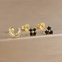 Set de cercei cu piercing pentru cartilaj din oțel inoxidabil placat cu aur de 18K pentru femei, mini zirconiu, moon Helix, cercei tragus, bijuterii de modă