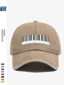 Charming Music Baseball Cap With Piano Print, Casual Trucker Hat Unisex Hip Hop Music Party Sun Hat For Men And Women. Comfortable Breathable Vintage Curved Brim. Adjustable Size, Suitable For Daily Casual, Outdoor, Beach, Hunting, Fishing, Music Festival, Easter, Father's Day, Mother's Day And Ideal Gift For Friends. All Season Accessory.
