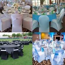 2 件高弹力椅套，升级版白色超弹力椅子沙发套保护套，带腿部口袋，适用于派对、婚礼、活动、宴会装饰，4 季全椅套 - 彩色 - 查看 8