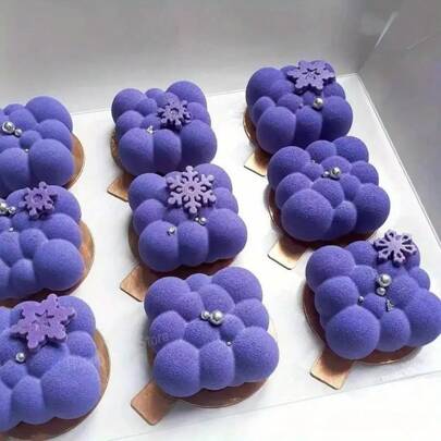 Forma do ciasta z musem silikonowym w kształcie chmury 3D - 6-komorowa, kwadratowa, blacha do pieczenia, do deserów i dekoracji