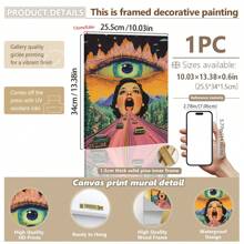 1 Stück dekorative hängende Malerei, gerahmtes dekoratives Gemälde, Poster, Wandkunst, Vintage Acid Highway Leinwandkunst, retro surreale Wanddekoration mit Allsehendem Auge, perfekt für Wohnzimmer, Schlafzimmer, Büro Zuhause