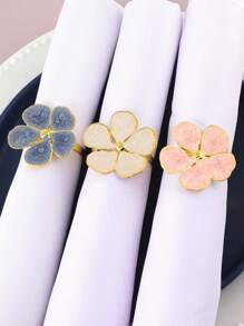 Juego de 4/6 Anillos para servilletas con flores, Portaservilletas para eventos de boda, Anillos para servilletas con flores de 5 pétalos frescos para decoración de mesa