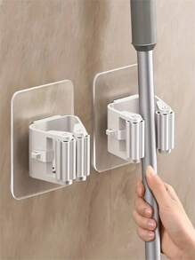 3 PZAS Soportes de pared para escobas y trapeadores sin taladro, sin daños, con adhesivo fuerte para almacenamiento