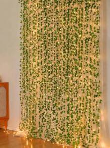 1pc/12pcs Artificial Ivy Vines With Fairy Lights, Suitable For Room Decor, Curtain Decor, Wall, Bedroom, Wedding, Birthday Party Decoration Gifts Graduation,Fake Plants