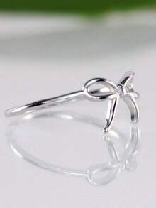 1 PC Fashionable And Simple Bow Women's Ring, Suitable For Daily Wear, Birthday Parties, And Other Occasions - 銀色 - 查看 2