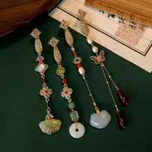 8pcs Chinese Style Zinc Alloy Qipao Decorations, Tassels Brooch, High-End Peony & Double Happiness Chinese Hanfu Accessories Dress Accessories Pin For Clothes Bag Charm School Office Accessories Shirts Jacket Jewelry Christmas Halloween Clothes Pin Funny Cute Teacher Gifts Costume Accessories Bag Charms