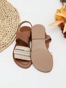 女童舒适轻便公主沙滩凉鞋，适合幼儿和大童，2024 年夏季时尚