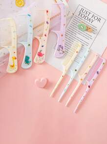 Bộ 2 lược chải tóc Chic Girls - Lược nhựa chống tĩnh điện di động có họa tiết dễ thương | Hoàn hảo cho hàng ngày và du lịch, Phụ kiện tóc cho bé gái - Nhiều màu - Xem 3