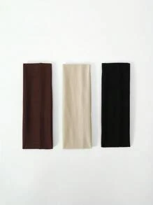 3条装宽版运动瑜伽头带，适合日常佩戴，秋冬季发带，女士度假装扮优雅围巾，女士头巾 - 彩色 - 查看 3