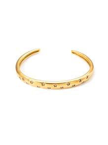 1pc Luxury Stainless Steel 18k Gold Plated Rhinestone Star Bangle Bracelet, Suitable Gift For Women, Perfect For Dates