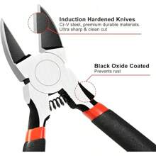 Wire Cutter For Artificial Flowers And Crafts, 6 Inch Side Cutters Chicken Wire Cutters Heavy Duty Diagonal Cutting Pliers Faux Flowers Wire Clippers, Orange - 黑色 - 查看 4