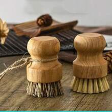1 pieza Estropajo de madera natural, cepillo de limpieza de fibra de sisal para utensilios de cocina, ollas, sartenes y vajilla