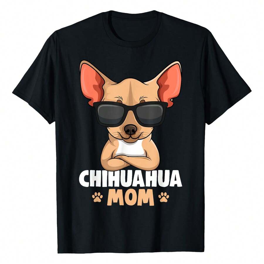 Chihuahua Mom Dog Mama Women T-Shirt Women's Plus Size Graphic Tee - 黑色 - 查看 1