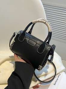 Fashionable Color-Blocked Women Casual Mini Tote Bag, With Adjustable Long Strap