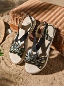 Women's Stylish Metal Buckle Thick Sole Sandals, High-End Fashionable & Versatile, Summer